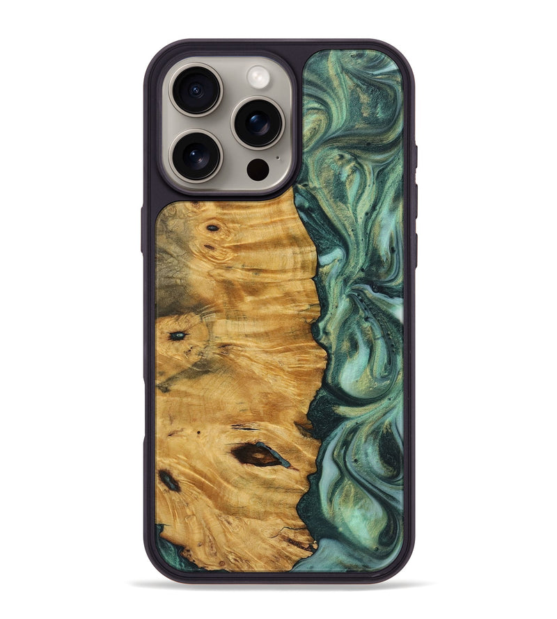 iPhone 16 Pro Max Wood+Resin Phone Case - Virgil (Green, 723156)