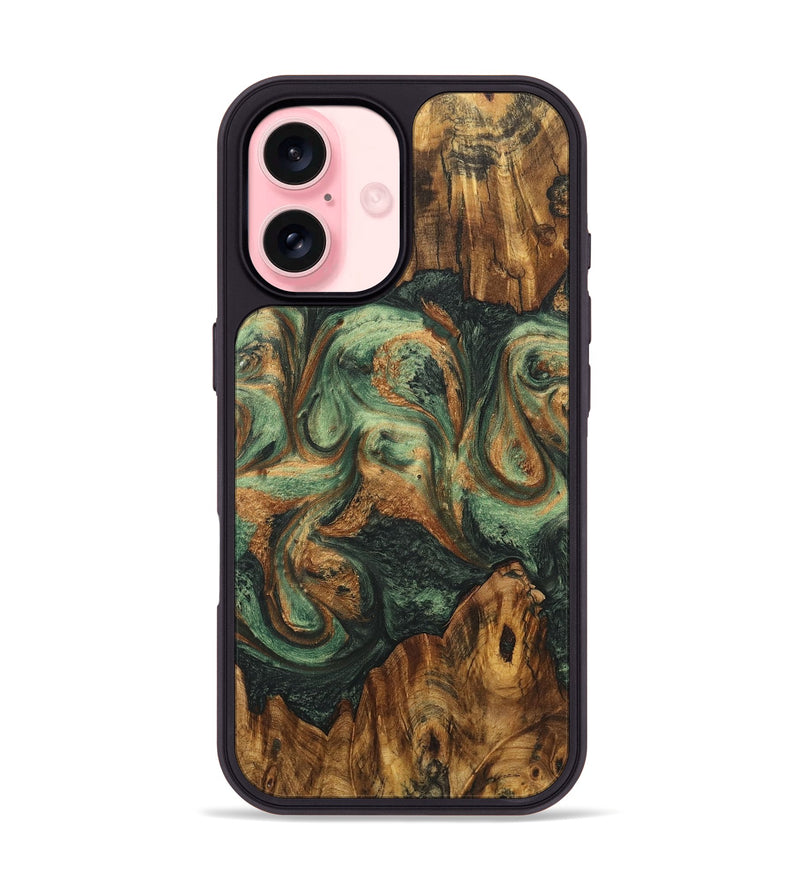 iPhone 16 Wood+Resin Phone Case - Makenna (Green, 723157)