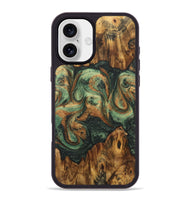 iPhone 16 Plus Wood+Resin Phone Case - Makenna (Green, 723157)