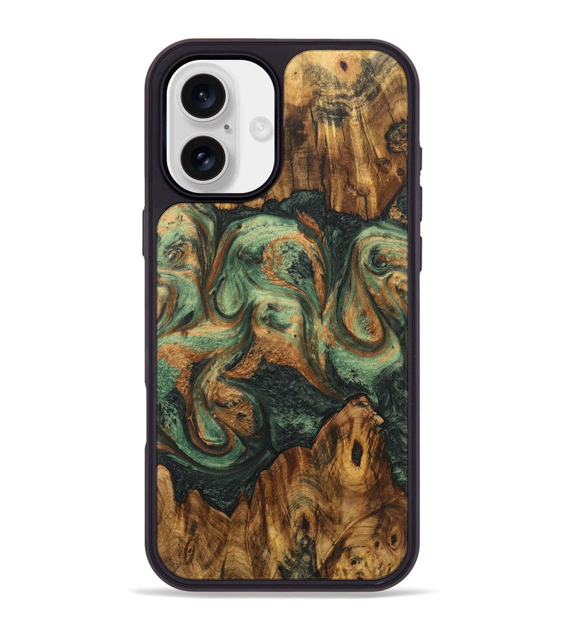 iPhone 16 Plus Wood+Resin Phone Case - Makenna (Green, 723157)