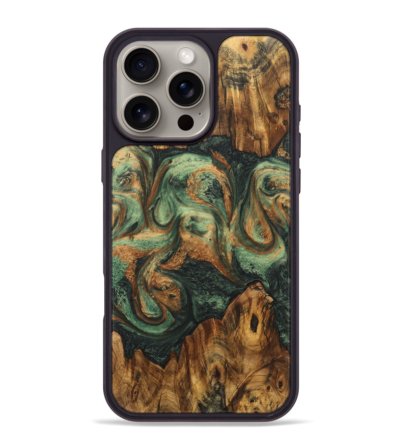 iPhone 16 Pro Max Wood+Resin Phone Case - Makenna (Green, 723157)