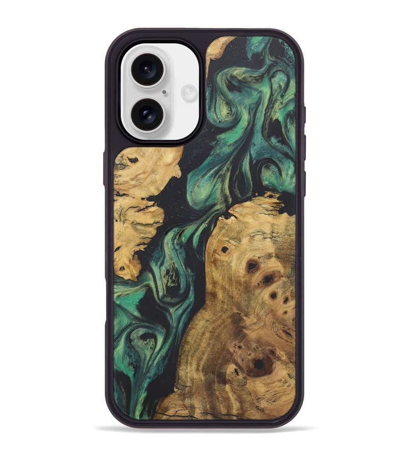 iPhone 16 Plus Wood+Resin Phone Case - Payton (Green, 723158)