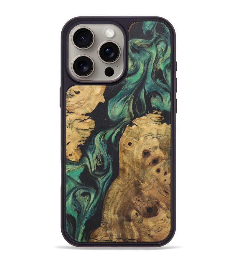 iPhone 16 Pro Max Wood+Resin Phone Case - Payton (Green, 723158)