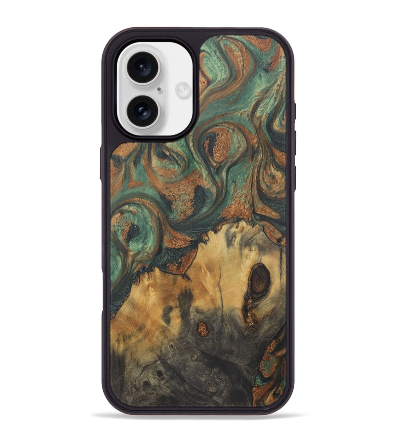 iPhone 16 Plus Wood+Resin Phone Case - Carole (Green, 723159)