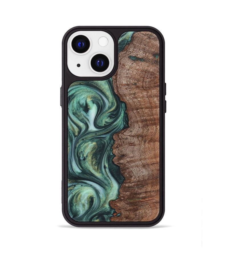 iPhone 13 Wood+Resin Phone Case - Monique (Green, 723160)