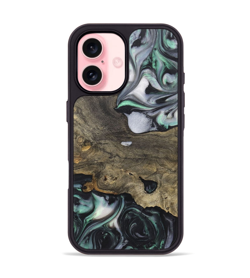 iPhone 16 Wood+Resin Phone Case - Sheila (Green, 723163)