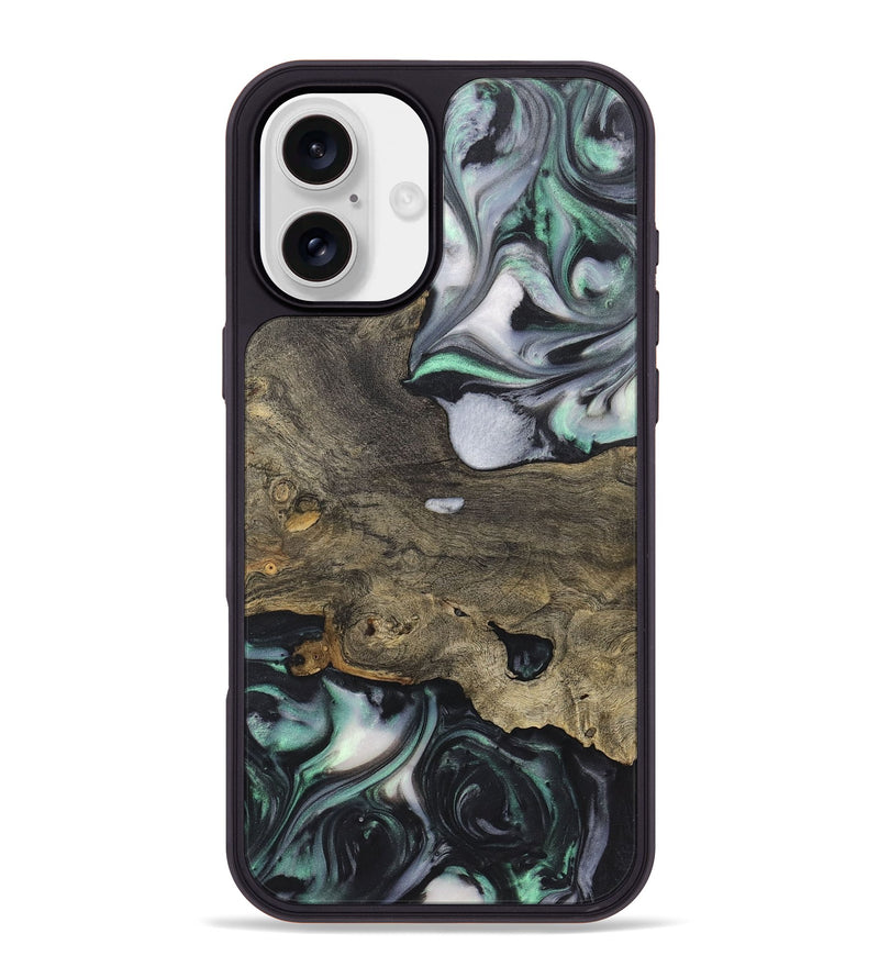 iPhone 16 Plus Wood+Resin Phone Case - Sheila (Green, 723163)