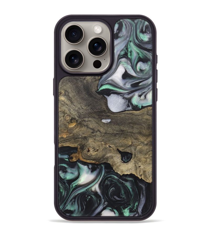 iPhone 16 Pro Max Wood+Resin Phone Case - Sheila (Green, 723163)