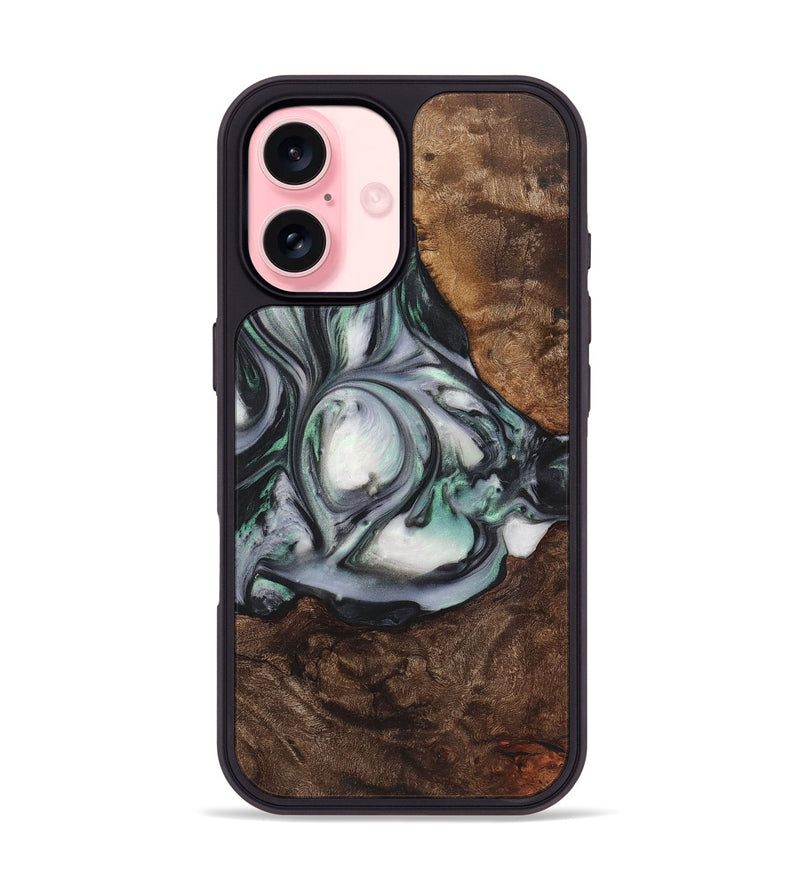 iPhone 16 Wood+Resin Phone Case - Lizbeth (Green, 723164)