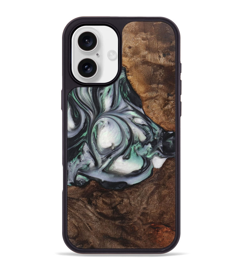 iPhone 16 Plus Wood+Resin Phone Case - Lizbeth (Green, 723164)