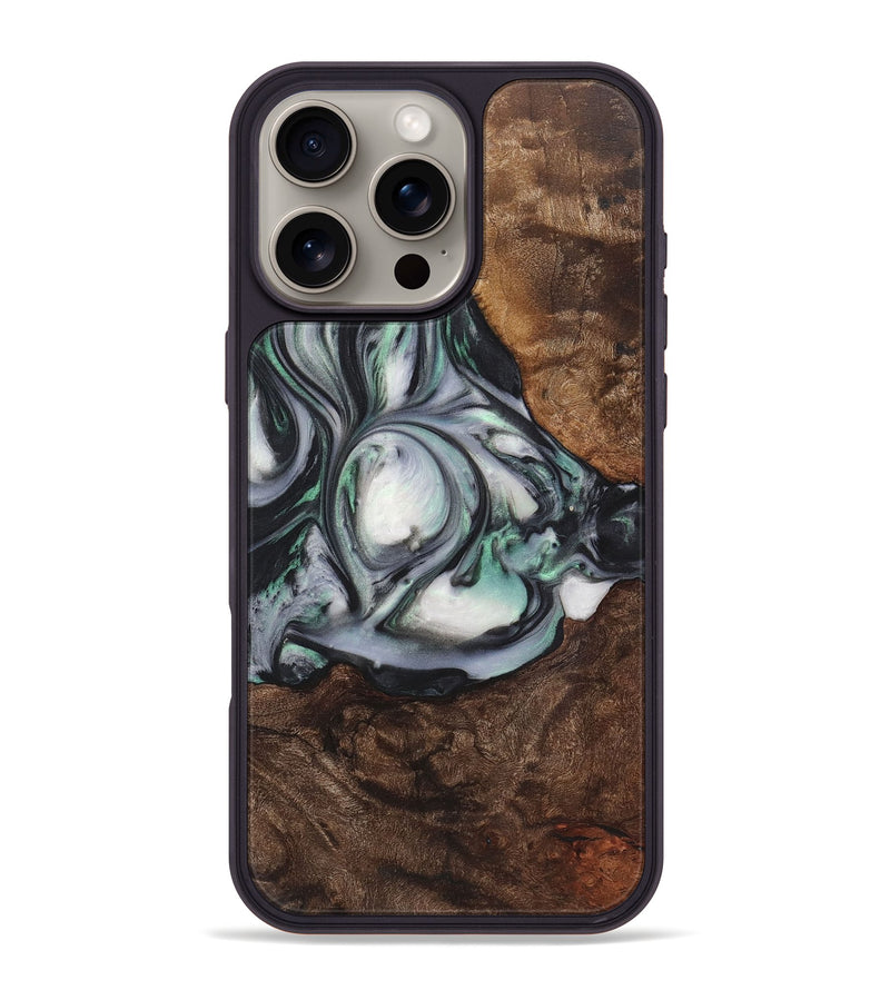 iPhone 16 Pro Max Wood+Resin Phone Case - Lizbeth (Green, 723164)