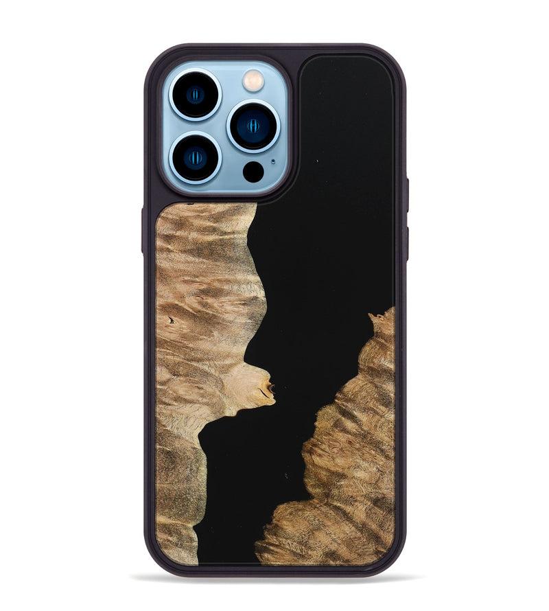 iPhone 14 Pro Max Wood+Resin Phone Case - Talan (Pure Black, 723166)