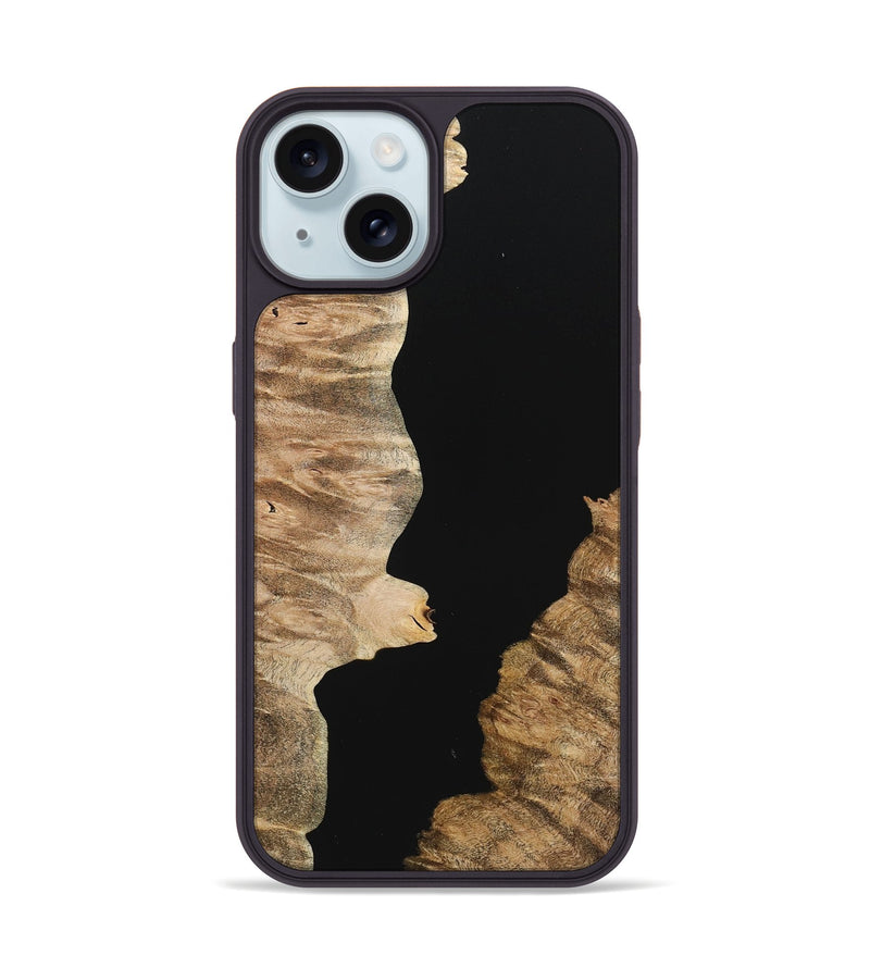 iPhone 15 Wood+Resin Phone Case - Talan (Pure Black, 723166)