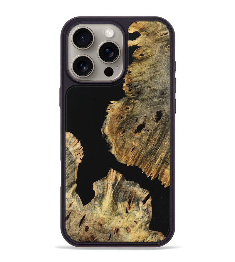 iPhone 16 Pro Max Wood+Resin Phone Case - Kimberly (Pure Black, 723167)