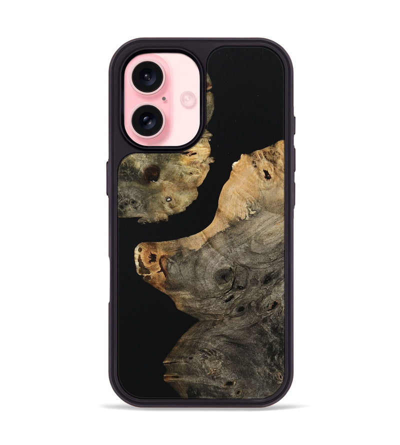 iPhone 16 Wood+Resin Phone Case - Lawrence (Pure Black, 723168)