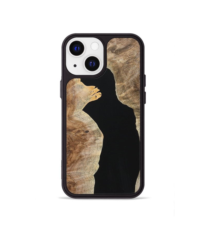 iPhone 13 mini Wood+Resin Phone Case - Alayna (Pure Black, 723169)