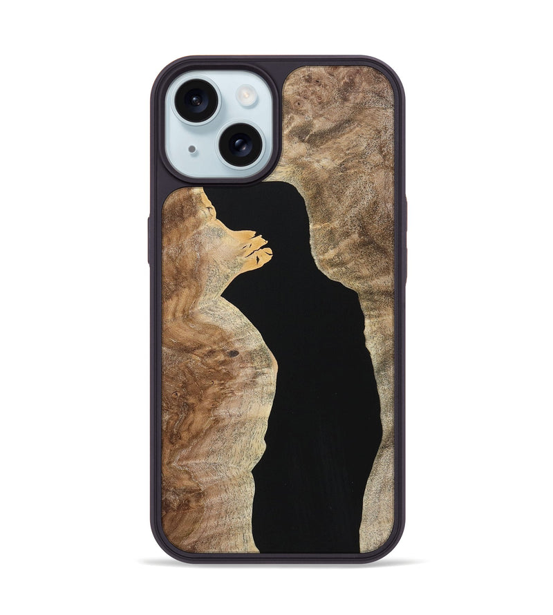 iPhone 15 Wood+Resin Phone Case - Alayna (Pure Black, 723169)