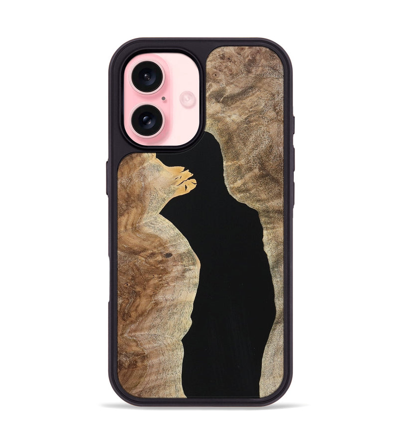 iPhone 16 Wood+Resin Phone Case - Alayna (Pure Black, 723169)