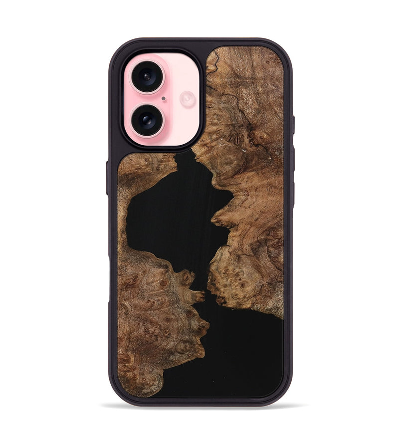 iPhone 16 Wood+Resin Phone Case - Asher (Pure Black, 723170)