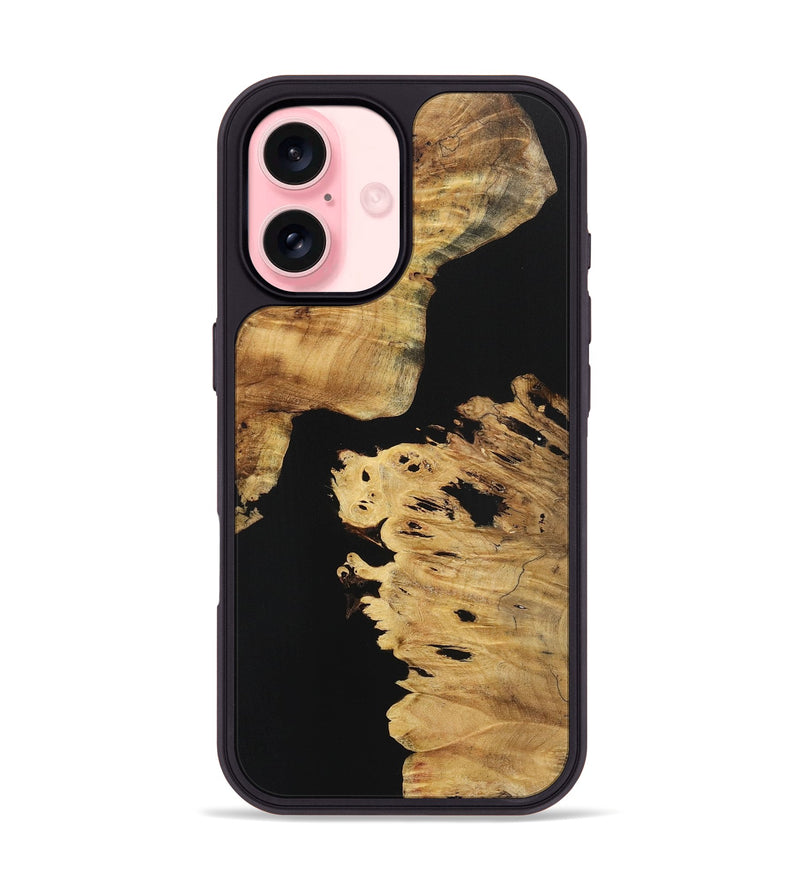 iPhone 16 Wood+Resin Phone Case - Annie (Pure Black, 723172)