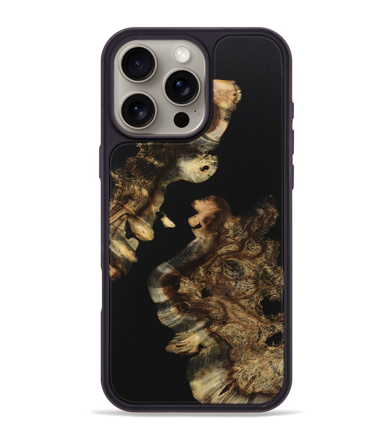 iPhone 16 Pro Max Wood+Resin Phone Case - Fannie (Pure Black, 723173)