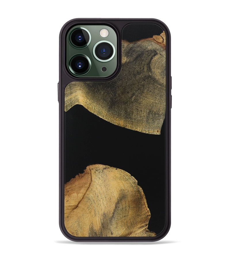 iPhone 13 Pro Max Wood+Resin Phone Case - Alan (Pure Black, 723174)