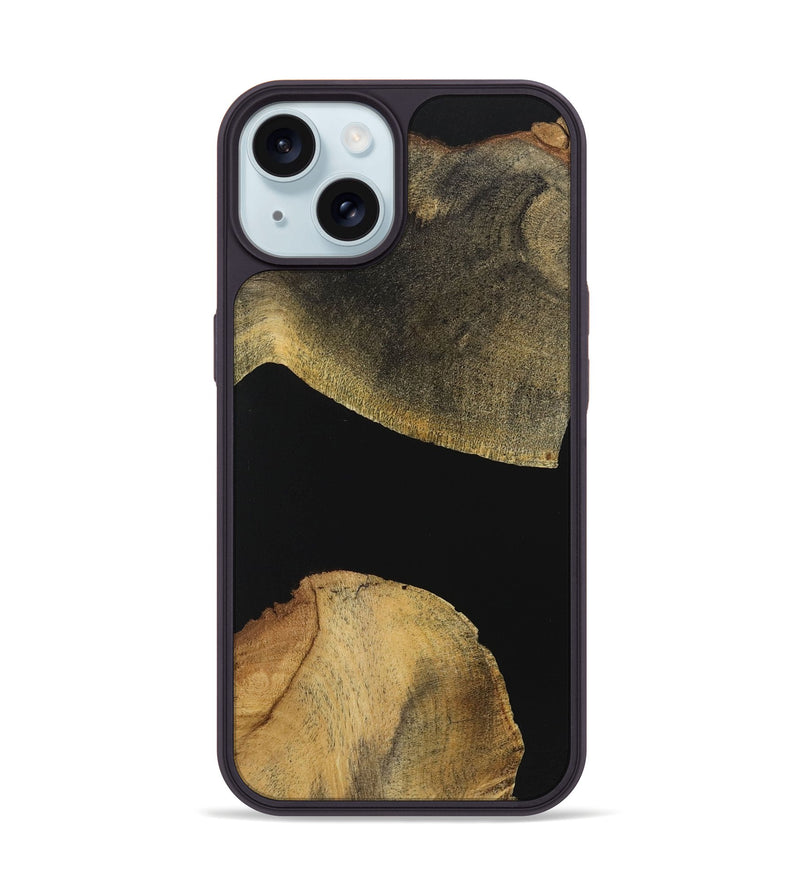 iPhone 15 Wood+Resin Phone Case - Alan (Pure Black, 723174)