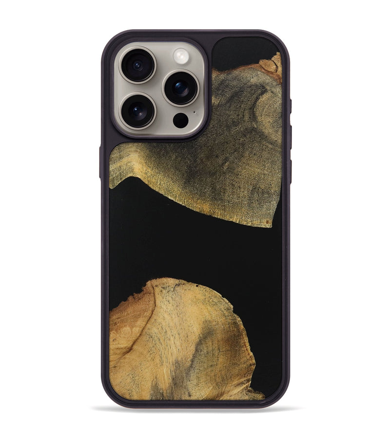 iPhone 15 Pro Max Wood+Resin Phone Case - Alan (Pure Black, 723174)