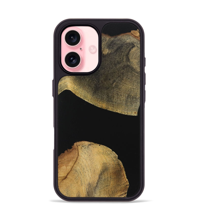 iPhone 16 Wood+Resin Phone Case - Alan (Pure Black, 723174)