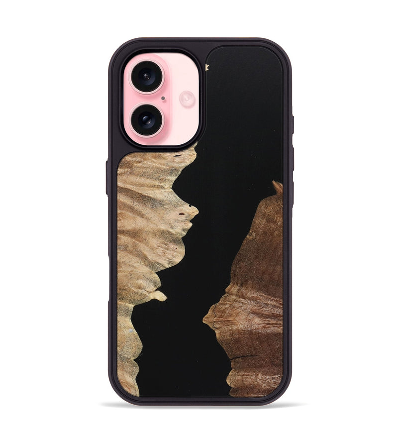 iPhone 16 Wood+Resin Phone Case - Robin (Pure Black, 723175)