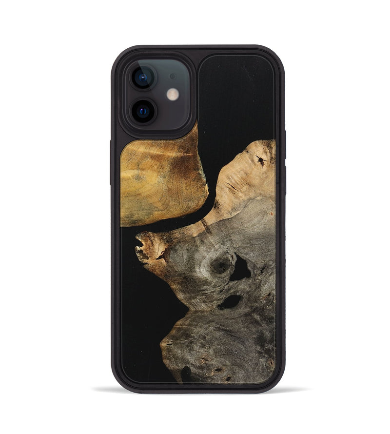 iPhone 12 Wood+Resin Phone Case - Lincoln (Pure Black, 723176)