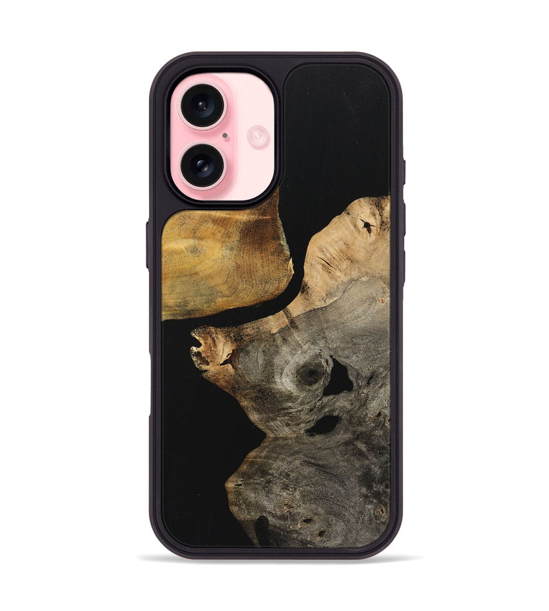 iPhone 16 Wood+Resin Phone Case - Lincoln (Pure Black, 723176)