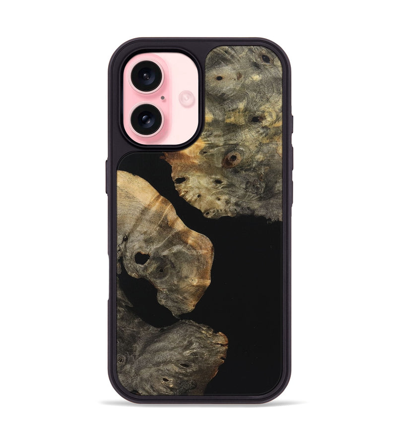 iPhone 16 Wood+Resin Phone Case - Cory (Pure Black, 723177)