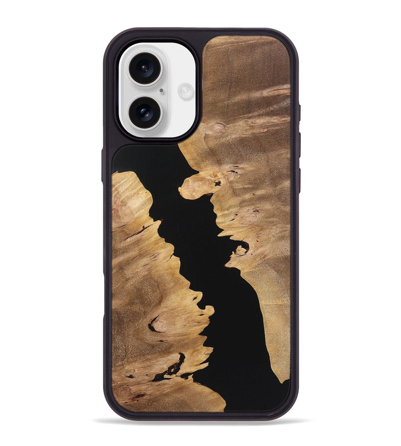 iPhone 16 Plus Wood+Resin Phone Case - Doreen (Pure Black, 723178)