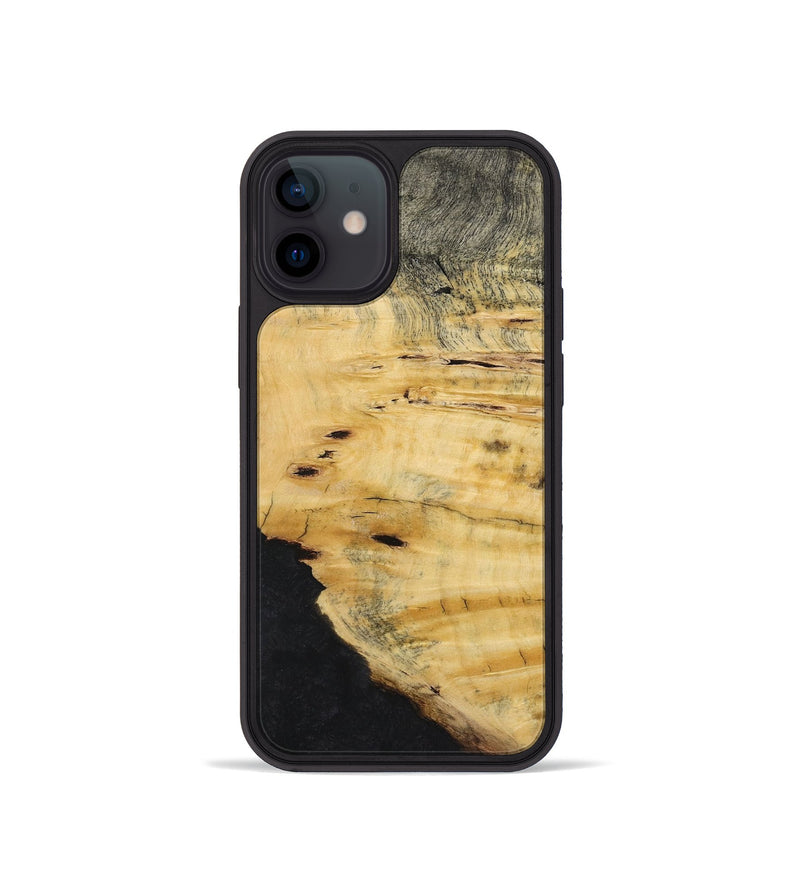 iPhone 12 mini Wood+Resin Phone Case - Rosalie (Pure Black, 723179)