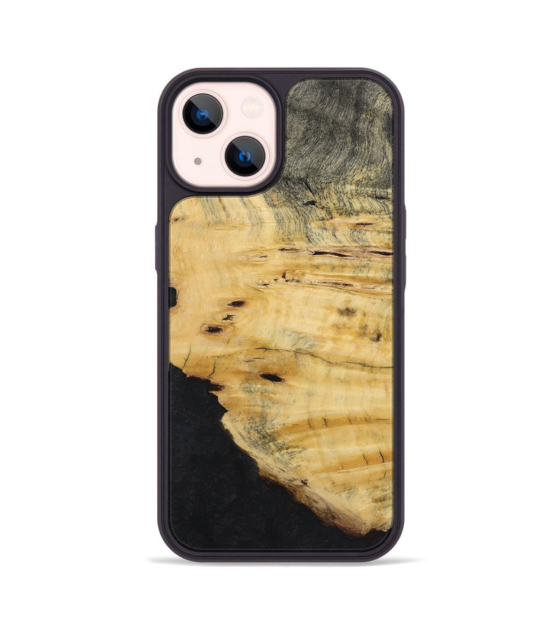 iPhone 14 Wood+Resin Phone Case - Rosalie (Pure Black, 723179)