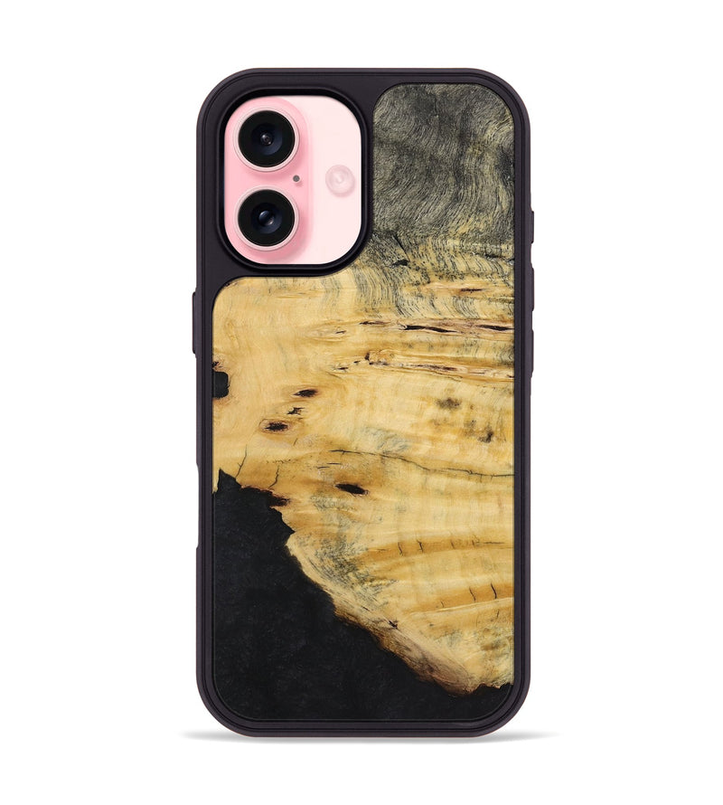 iPhone 16 Wood+Resin Phone Case - Rosalie (Pure Black, 723179)