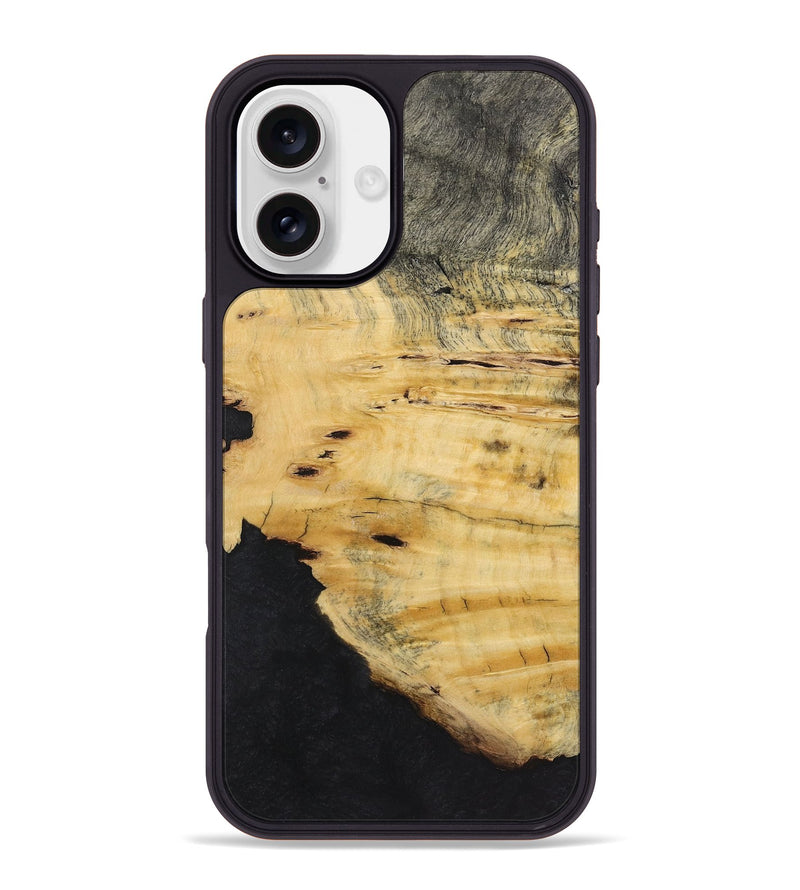 iPhone 16 Plus Wood+Resin Phone Case - Rosalie (Pure Black, 723179)