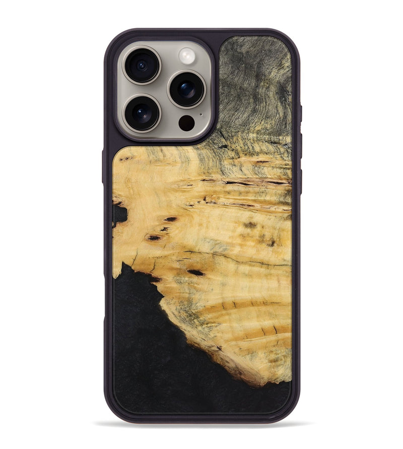 iPhone 16 Pro Max Wood+Resin Phone Case - Rosalie (Pure Black, 723179)