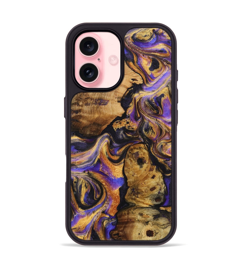 iPhone 16 Wood+Resin Phone Case - Clay (Purple, 723183)