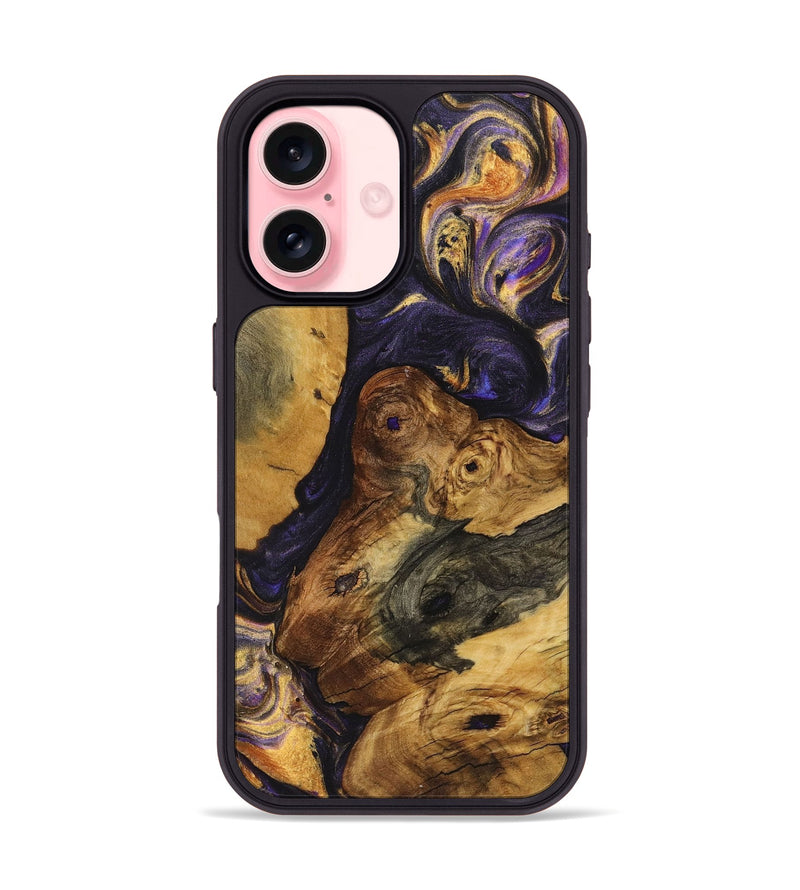 iPhone 16 Wood+Resin Phone Case - Kevin (Purple, 723186)