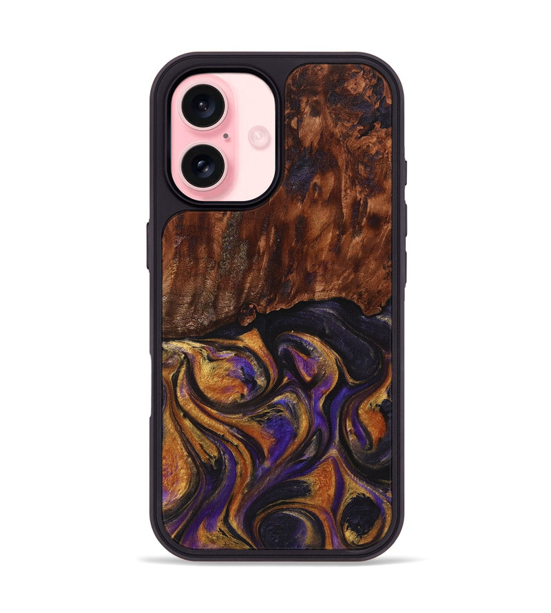 iPhone 16 Wood+Resin Phone Case - Anthony (Purple, 723191)