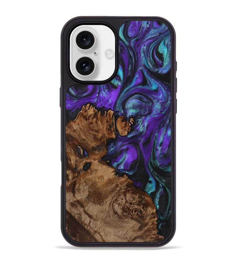 iPhone 16 Plus Wood+Resin Phone Case - Johnnie (Purple, 723192)