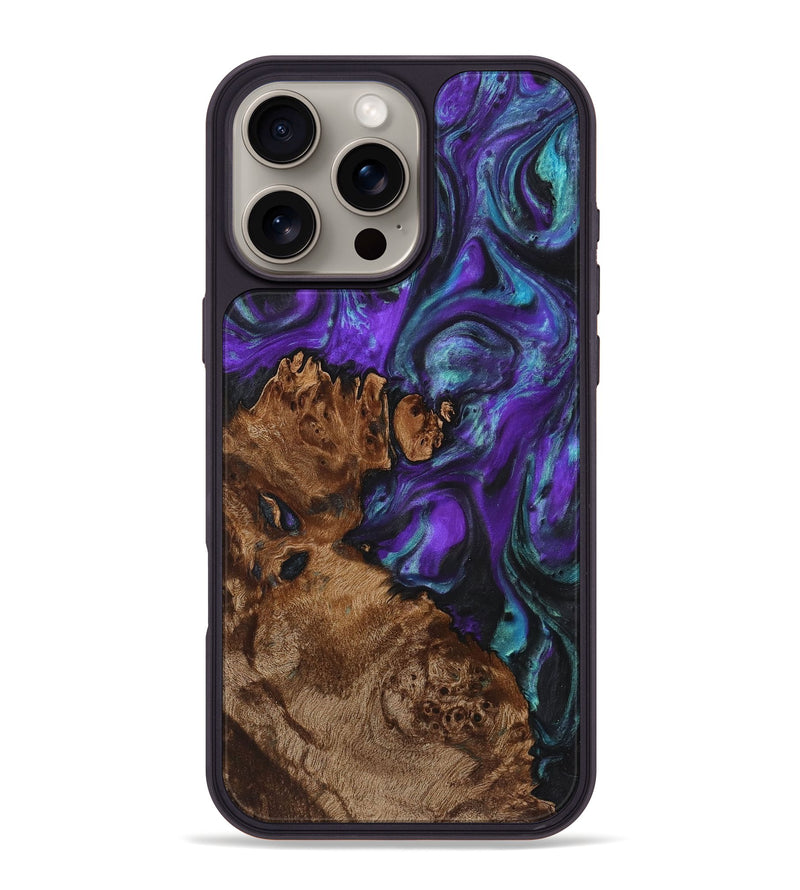 iPhone 16 Pro Max Wood+Resin Phone Case - Johnnie (Purple, 723192)