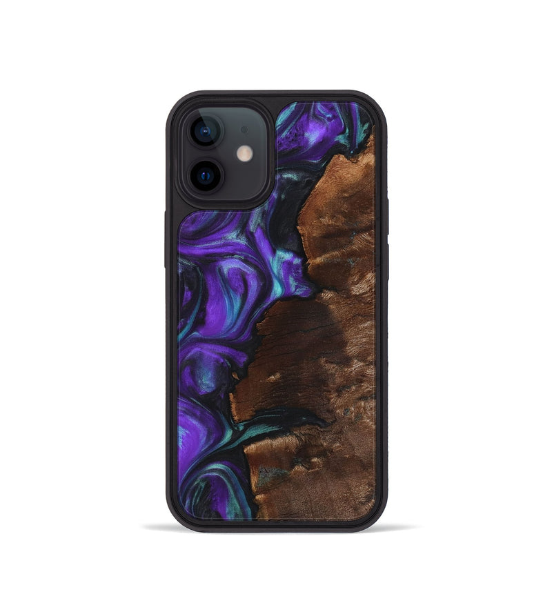 iPhone 12 mini Wood+Resin Phone Case - Alan (Purple, 723193)