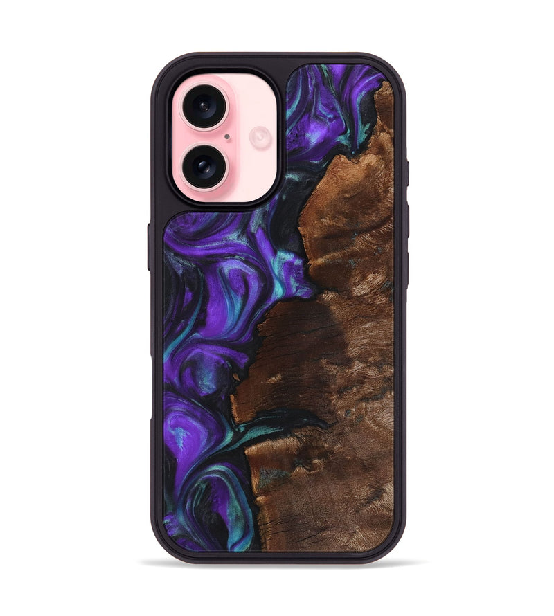 iPhone 16 Wood+Resin Phone Case - Alan (Purple, 723193)