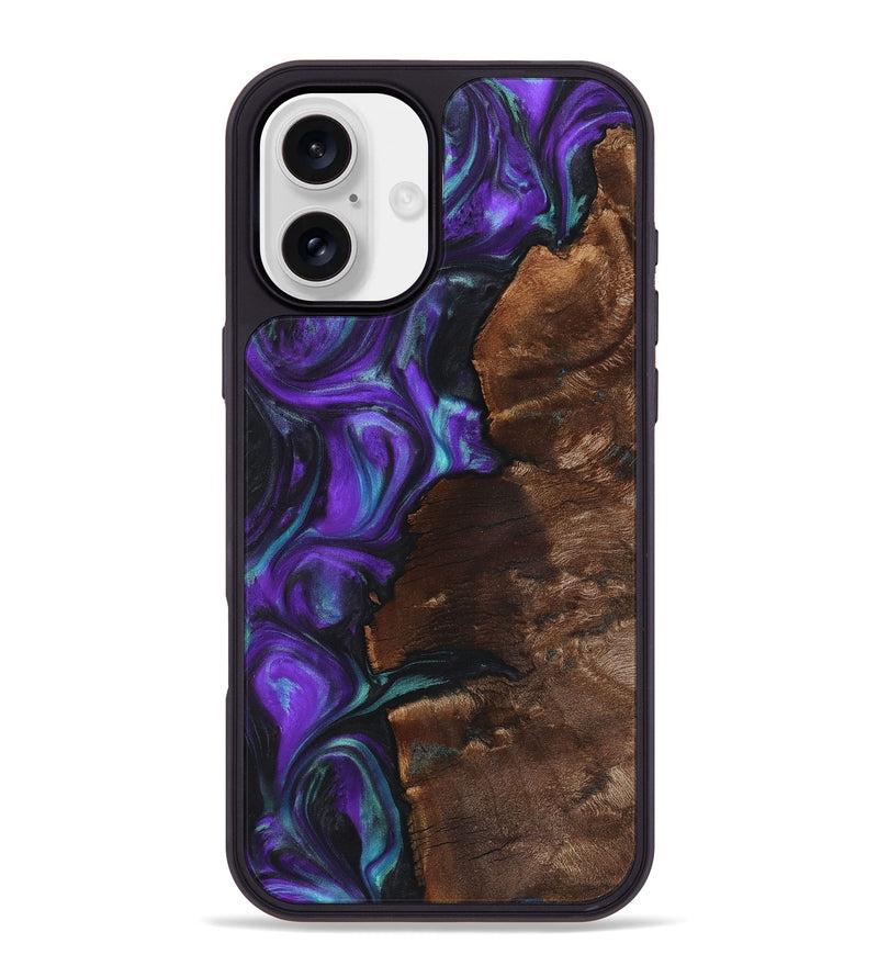 iPhone 16 Plus Wood+Resin Phone Case - Alan (Purple, 723193)