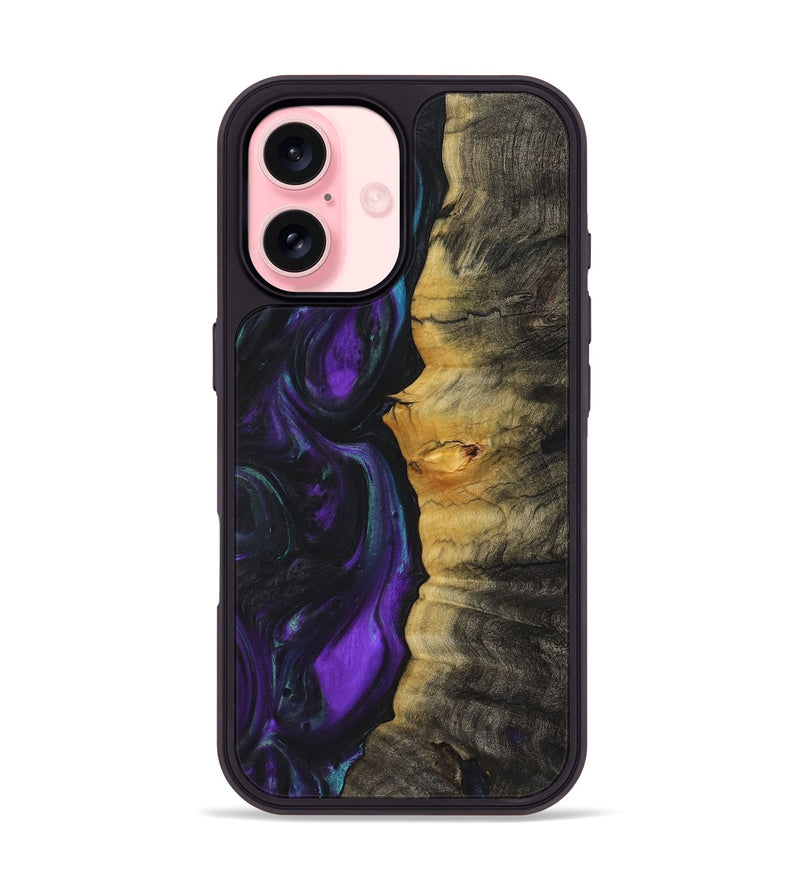 iPhone 16 Wood+Resin Phone Case - Hope (Purple, 723194)