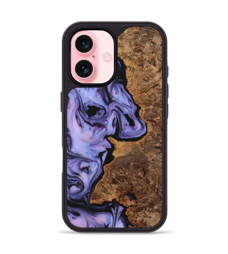 iPhone 16 Wood+Resin Phone Case - Clinton (Purple, 723199)