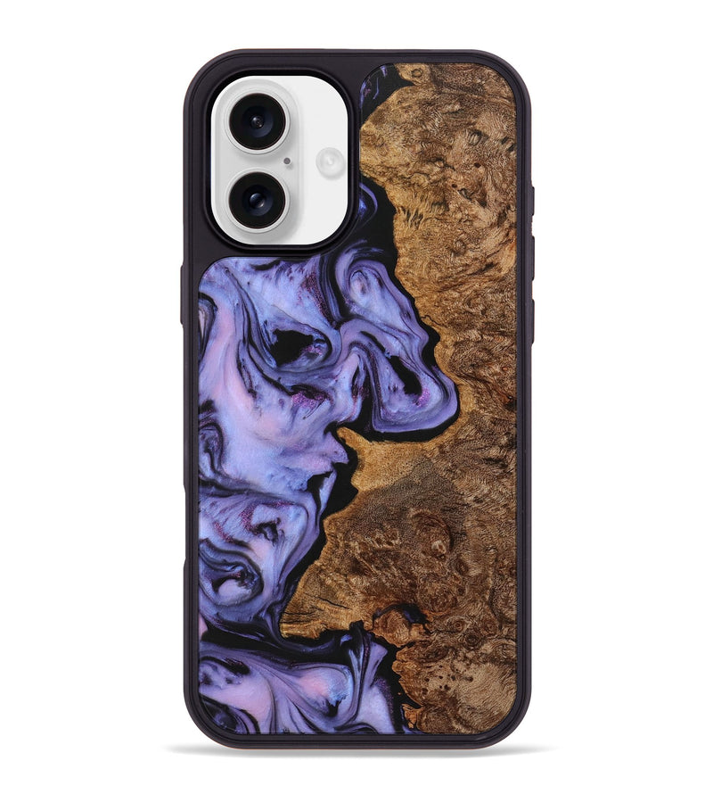 iPhone 16 Plus Wood+Resin Phone Case - Clinton (Purple, 723199)